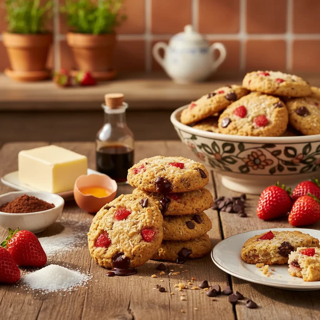 Bolachas de Coco, Morango e Chocolate 2