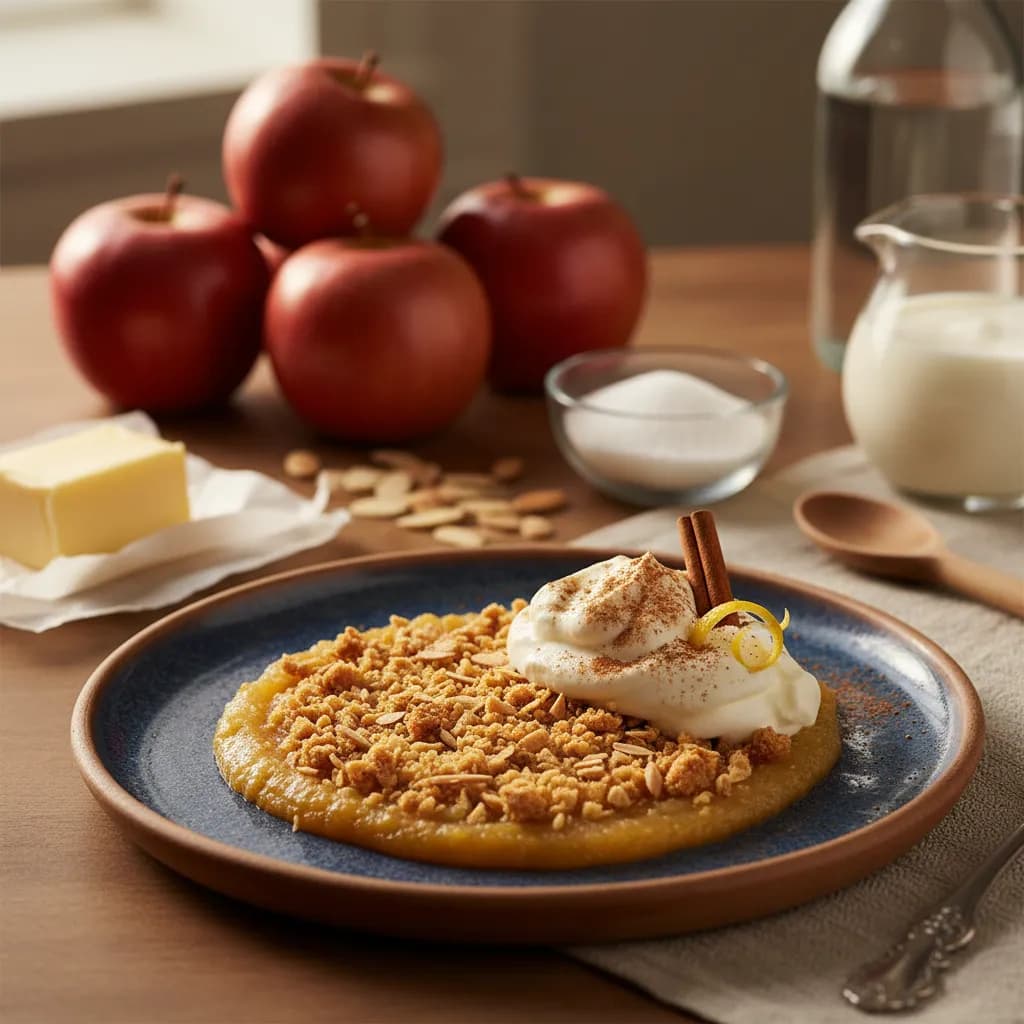 Creme de Maçã com Amêndoa Crocante e Natas