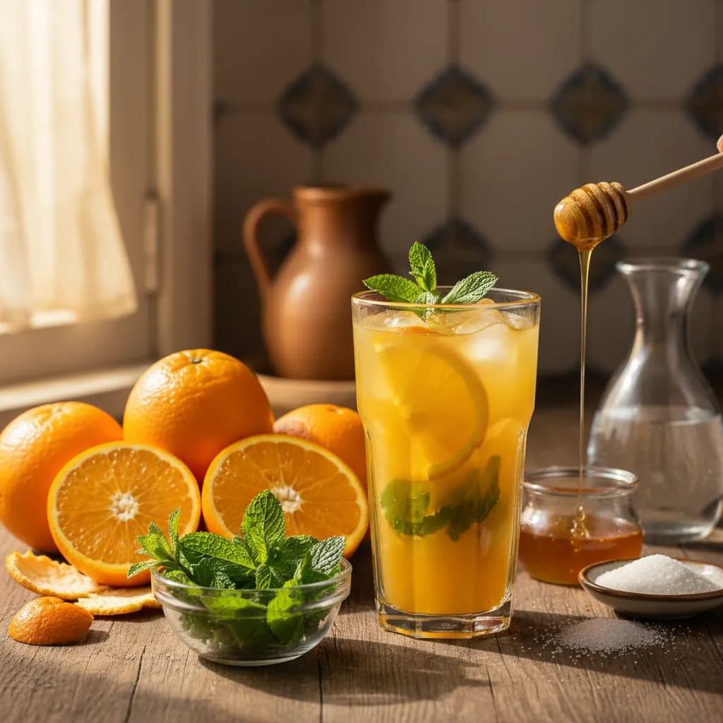 Sumo de Laranja Aromatizado com Hortelã