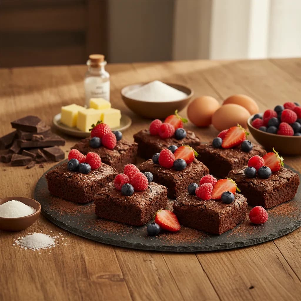 Brownies de Chocolate e Frutos Vermelhos