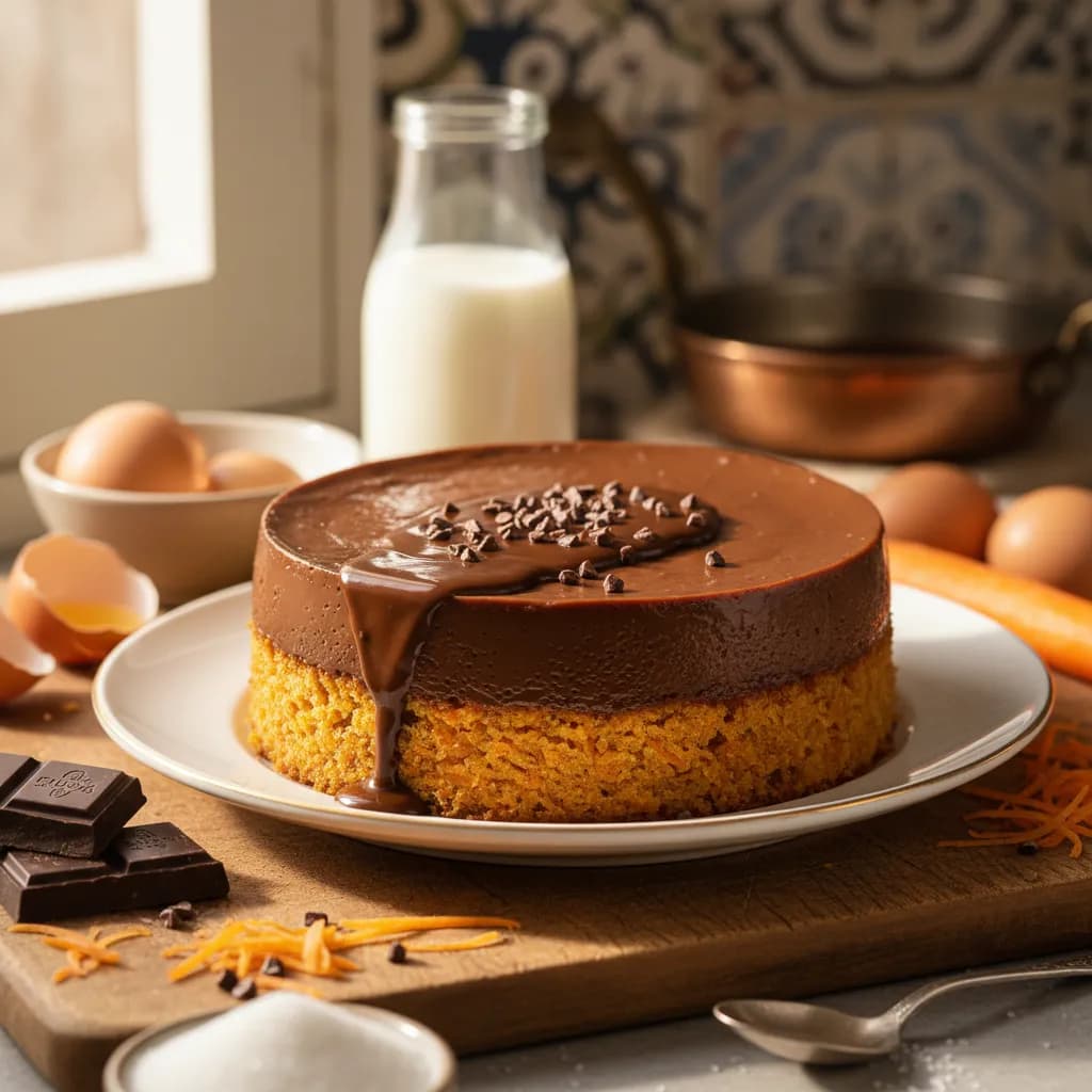 Bolo de Cenoura com Pudim de Chocolate