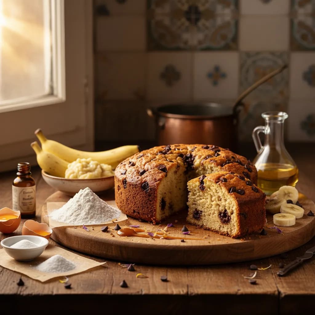 Bolo de Banana com Pepitas de Chocolate