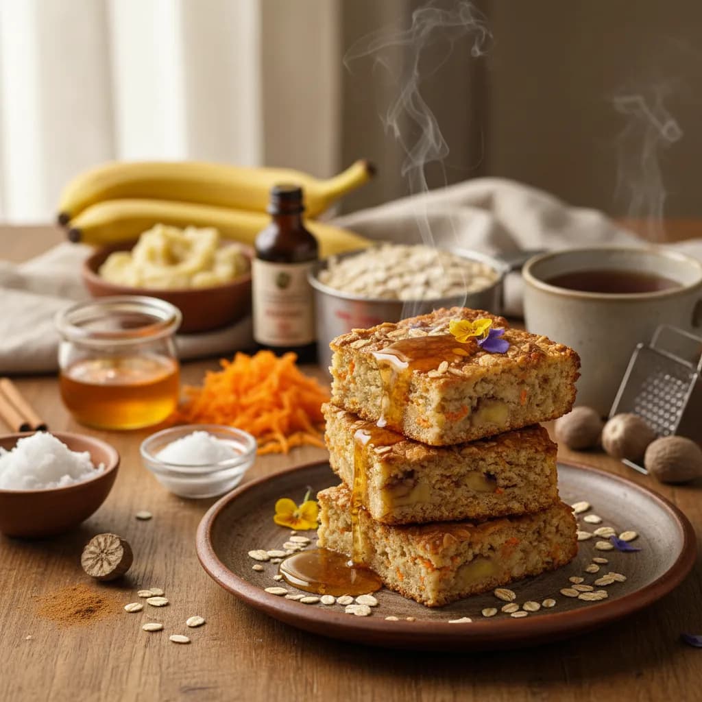 Quadradinhos de Banana, Cenoura e Aveia