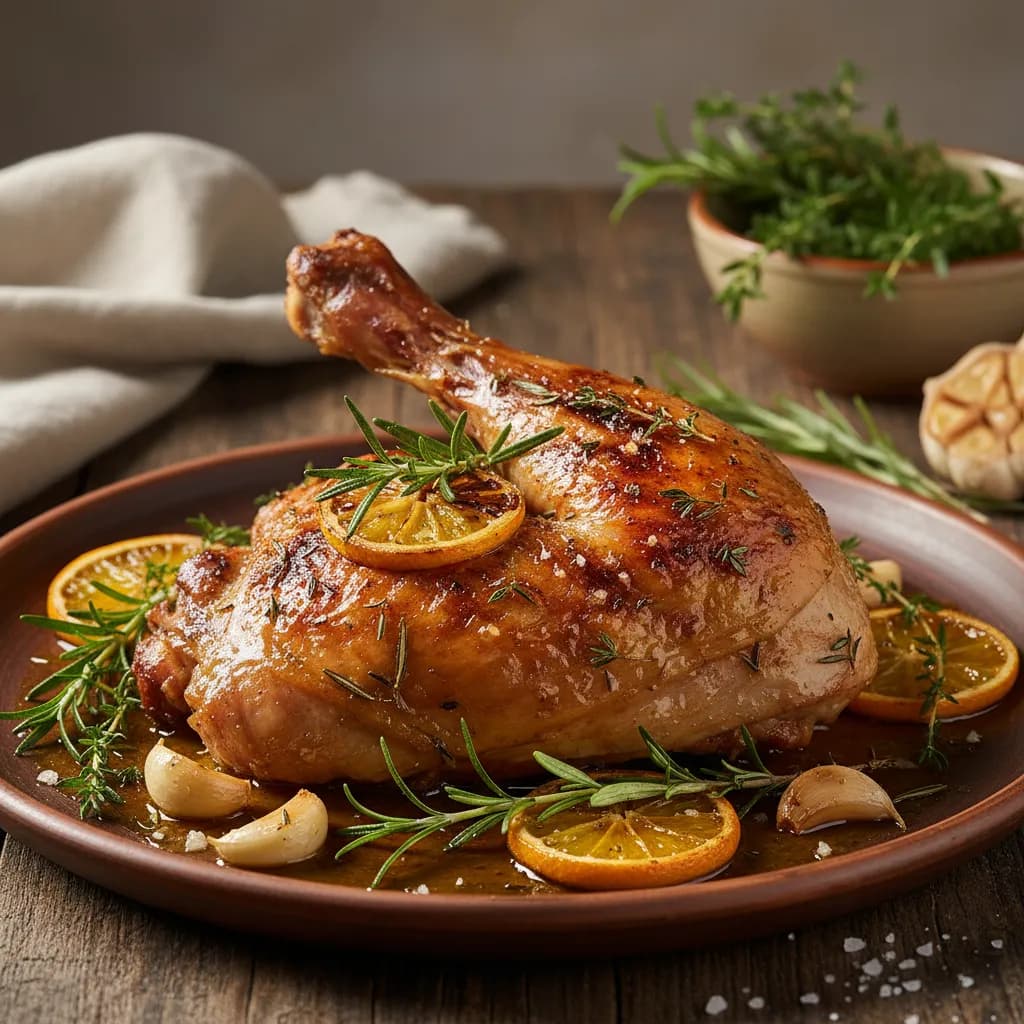 Perna de Peru Assada com Ervas e Citrinos