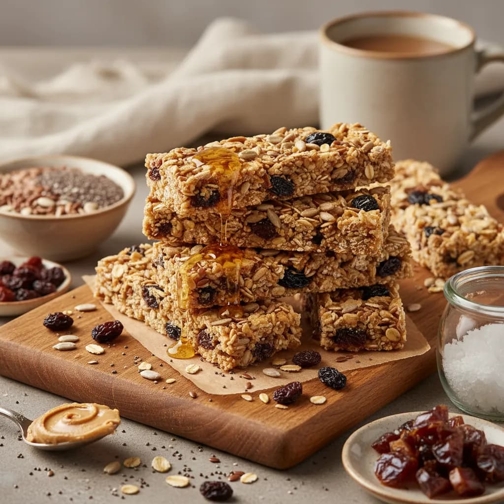 Barrinhas de Cereais e Sementes com Passas e Tâmaras