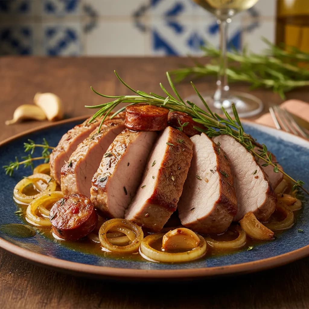 Lombo de Porco com Linguiça e Ervas Aromáticas