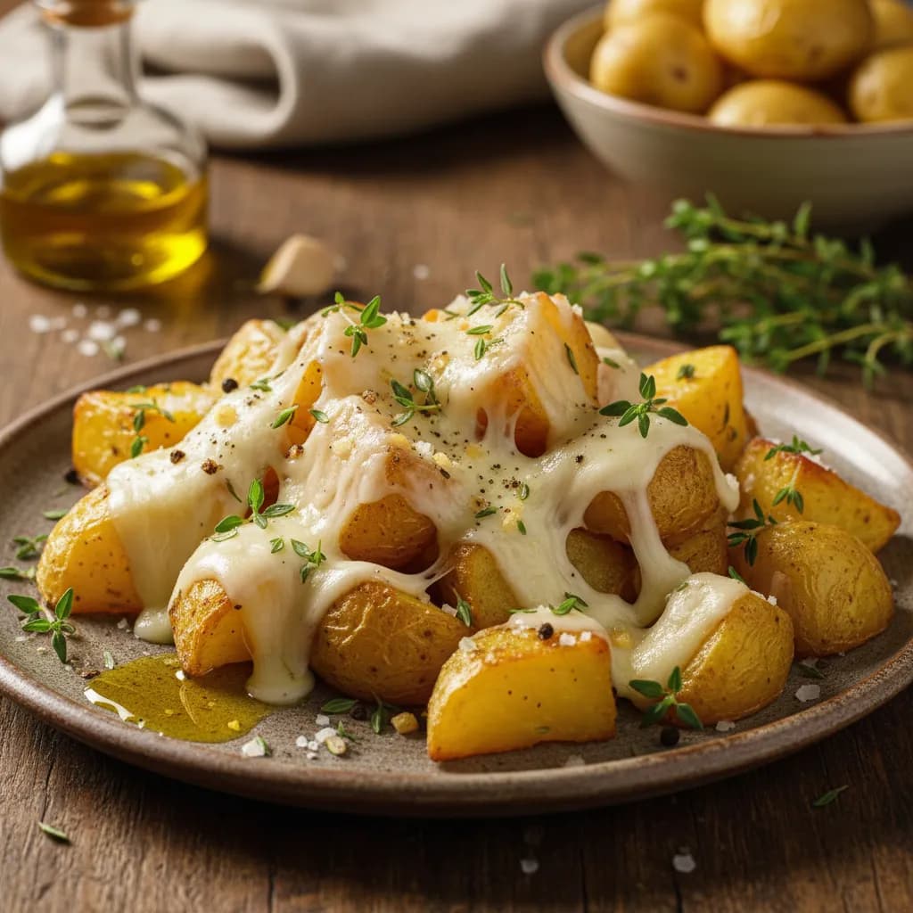 Batatas Douradas com Queijo Ralado e Tomilho