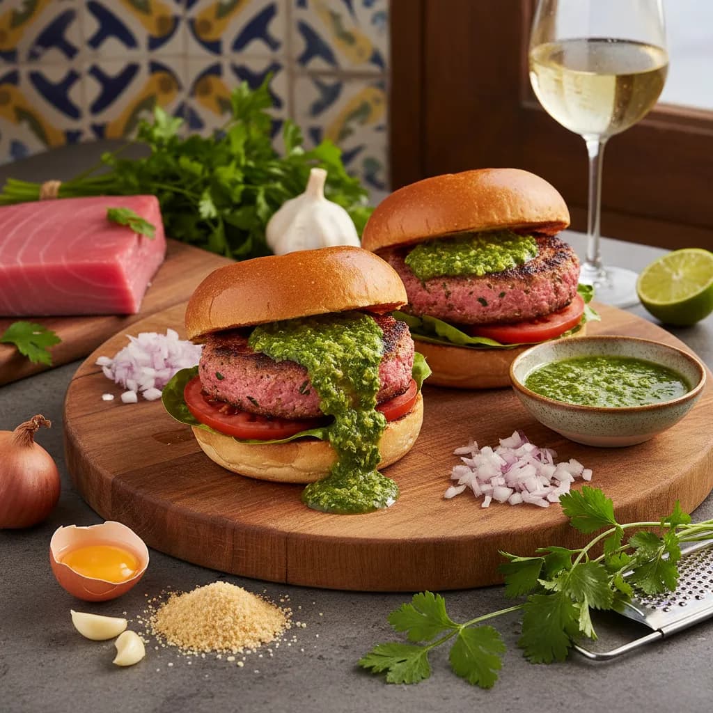 Hamburgueres de Atum Fresco com Molho de Cilantro