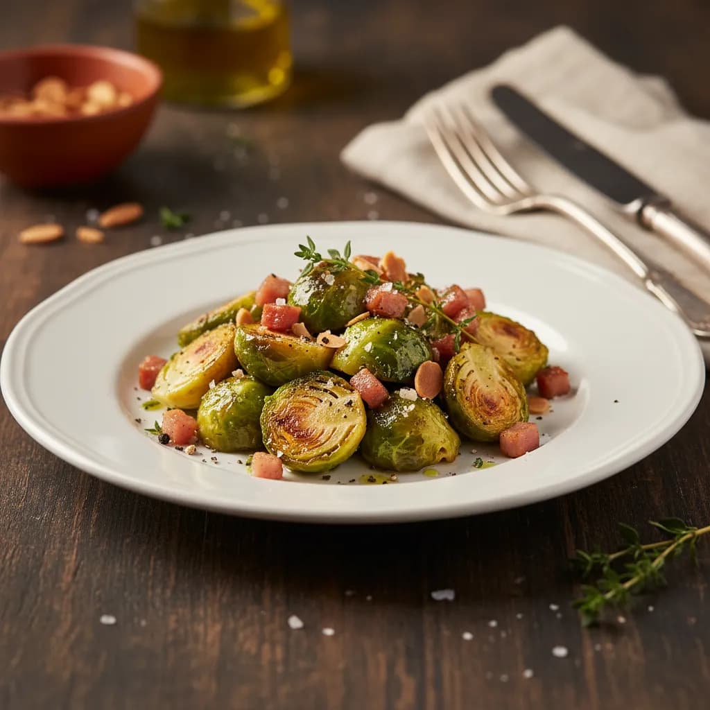 Couve de Bruxelas Salteada com Bacon e Amêndoas