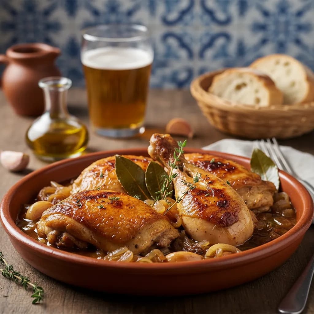 Frango Corado à Portuguesa com Molho de Cerveja