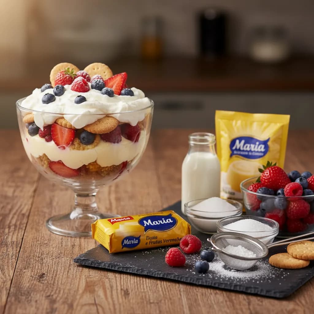 Trifle de Bolacha e Frutos Vermelhos Super Prático
