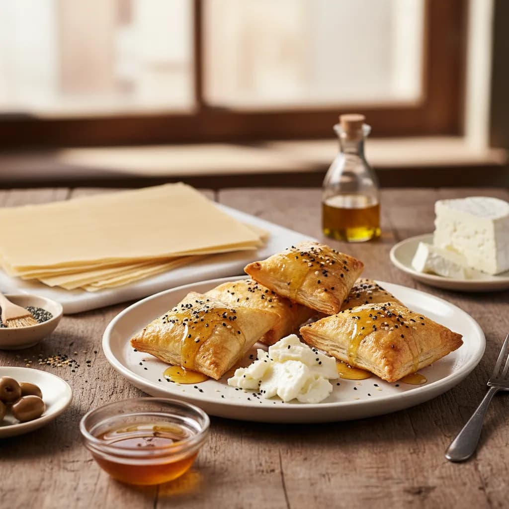 Pastéis de Massa Filo com Queijo de Cabra e Mel