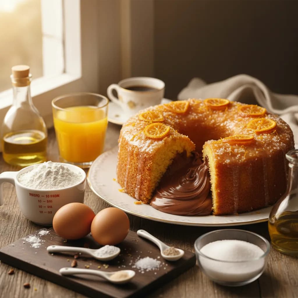 Torta Húmida de Laranja com Recheio de Nutella