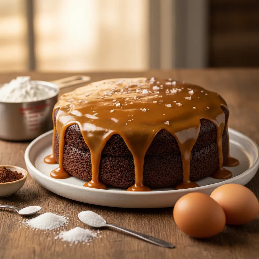 Bolo de Chocolate com Caramelo Salgado