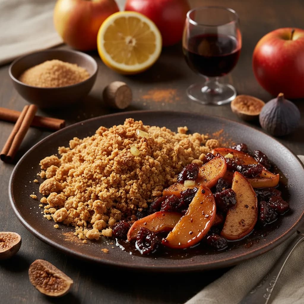 Crumble de Maçã e Figos Secos com Vinho do Porto