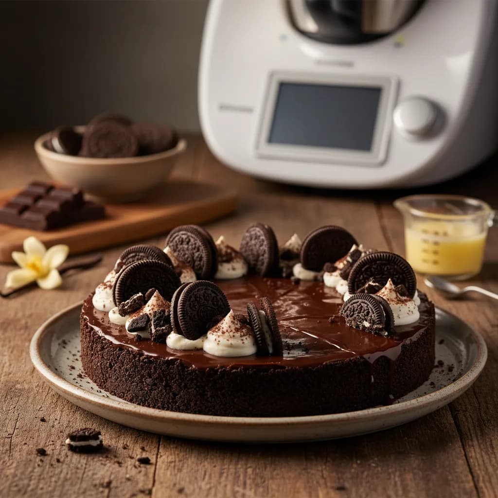 Tarte Cremosa de Chocolate e Oreo com Bimby