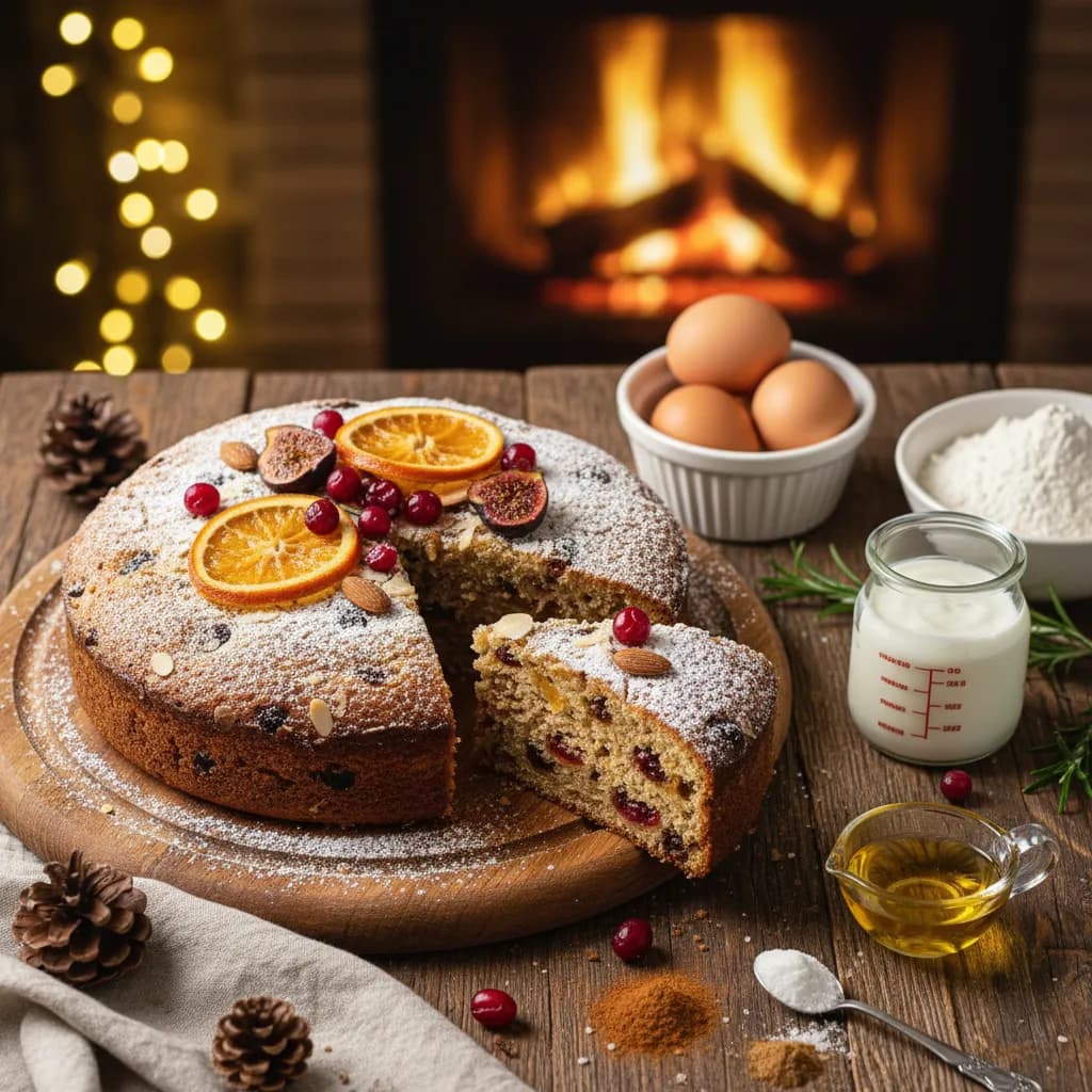 Bolo de Natal de Iogurte e Frutas Secas