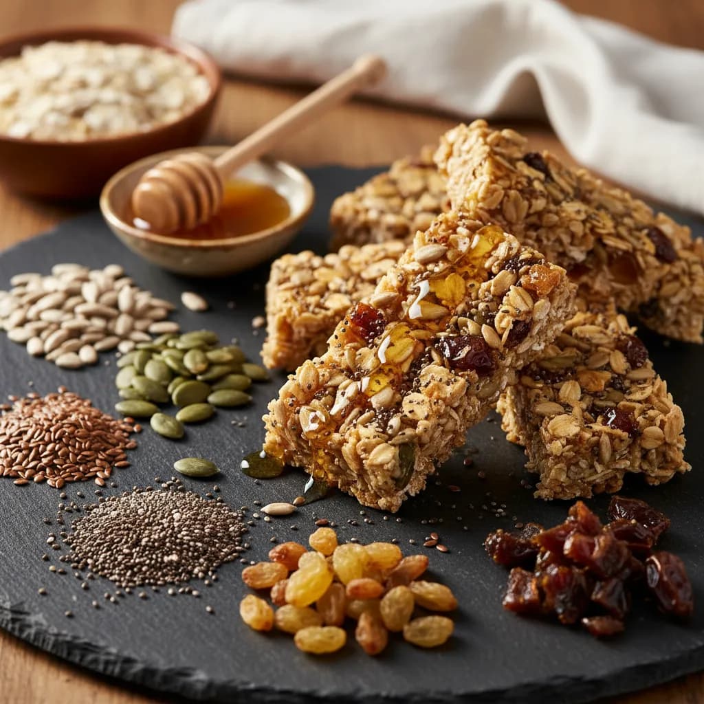 Barrinhas de Cereais com Sementes, Passas e Tâmaras