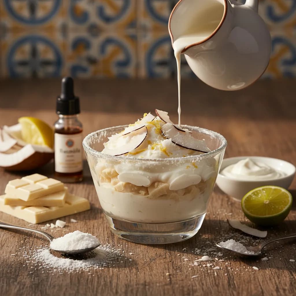 Iogurte de Chocolate Branco e Coco Cremoso