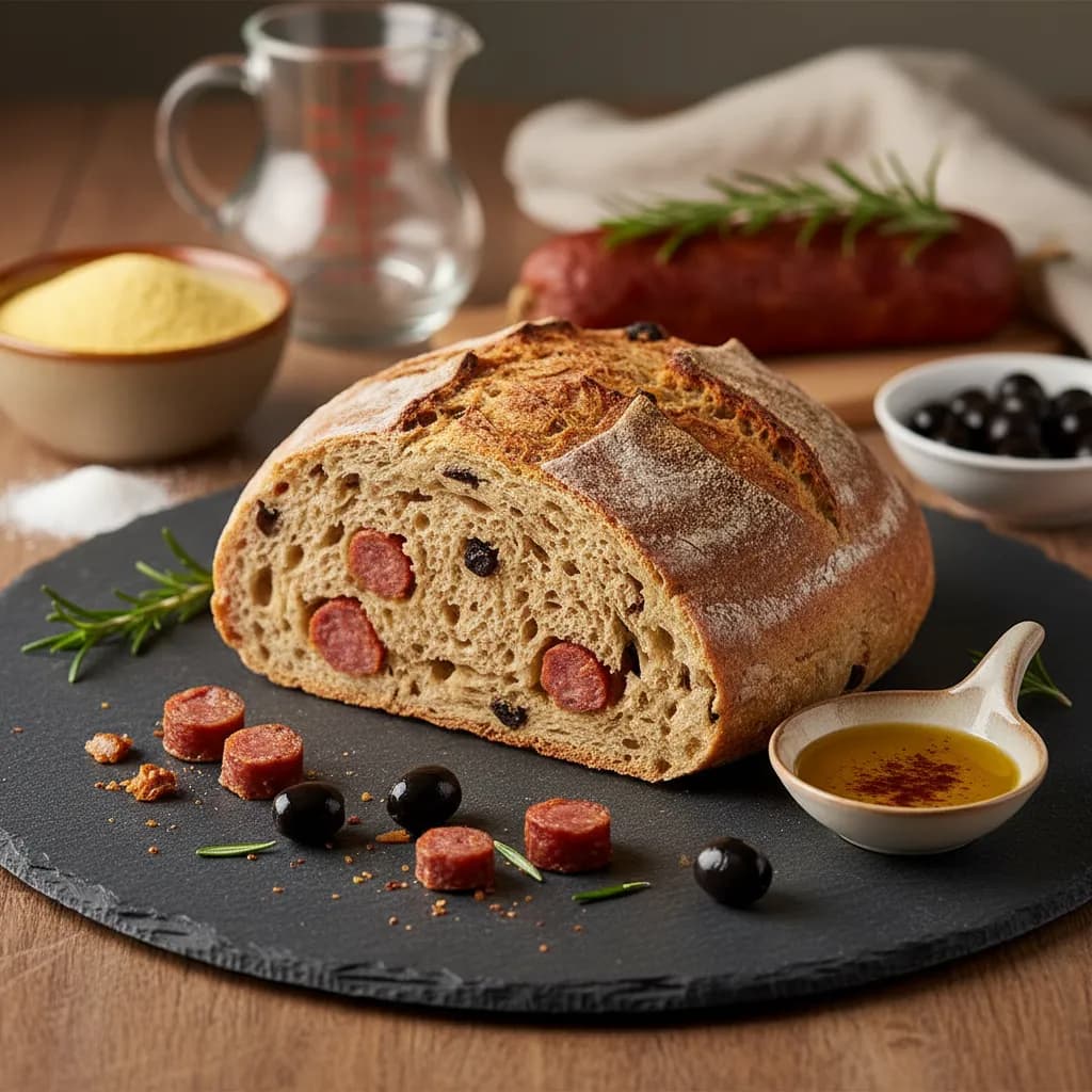 Broa de Milho com Farinheira e Azeitonas