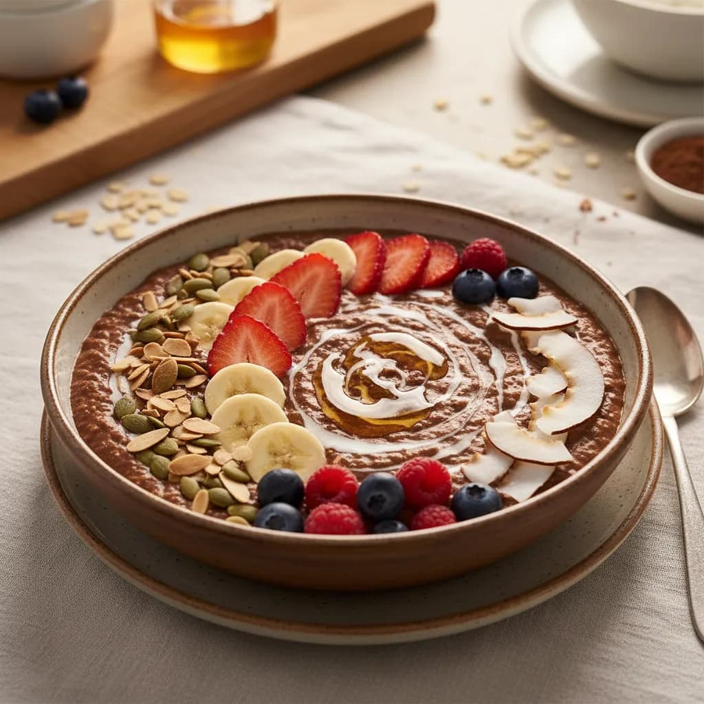 Papas de Farinha de Aveia e Cacau