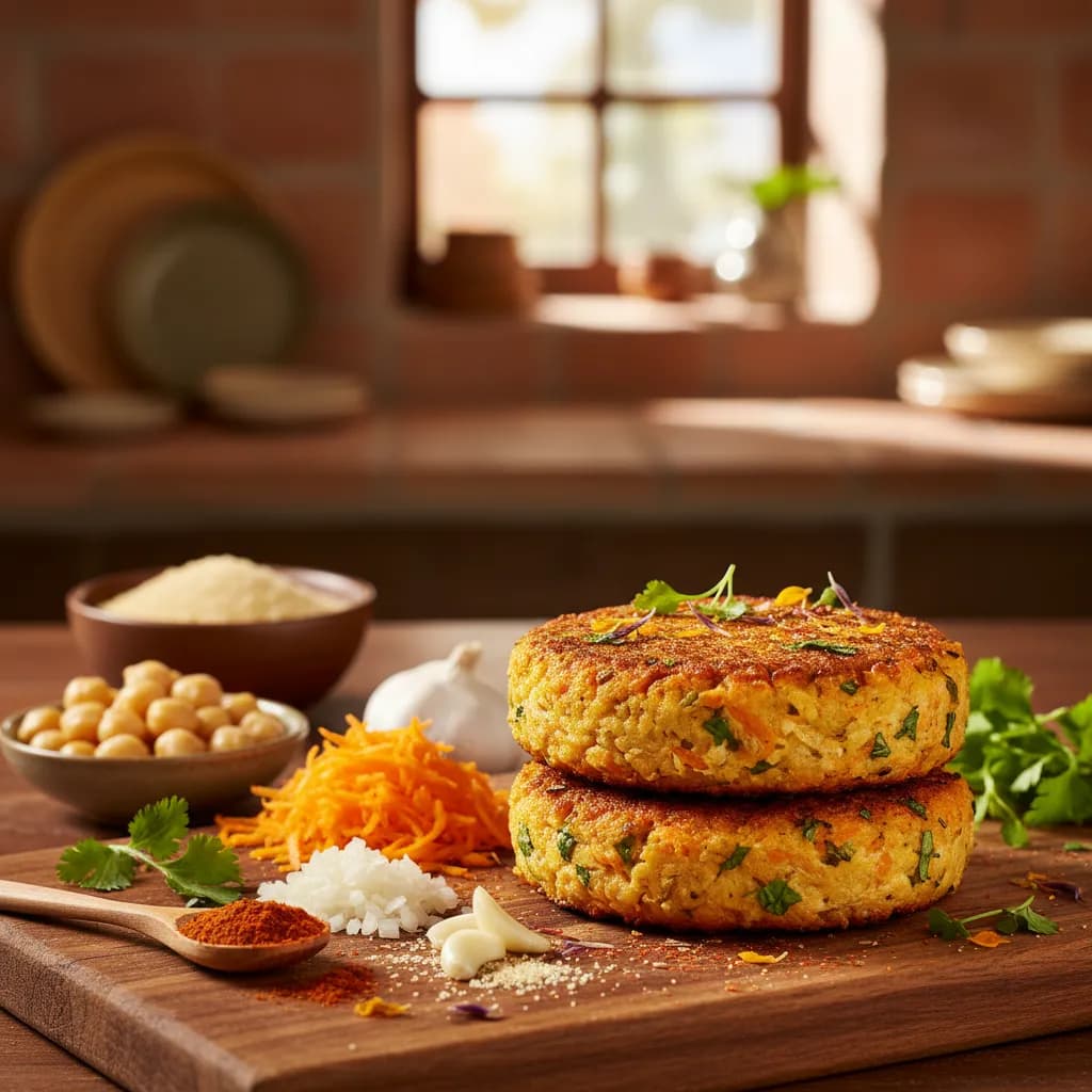 Hambúrguer de Cenoura com Grão-de-bico