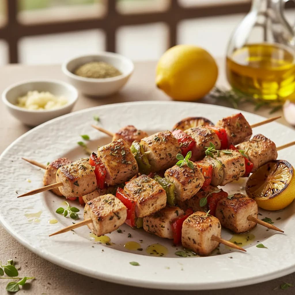 Espetadas de Peru no Forno com Ervas Aromáticas