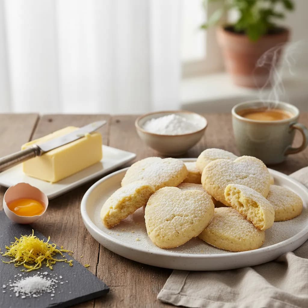 Corações de Açúcar (Biscoitos de Manteiga com Limão)