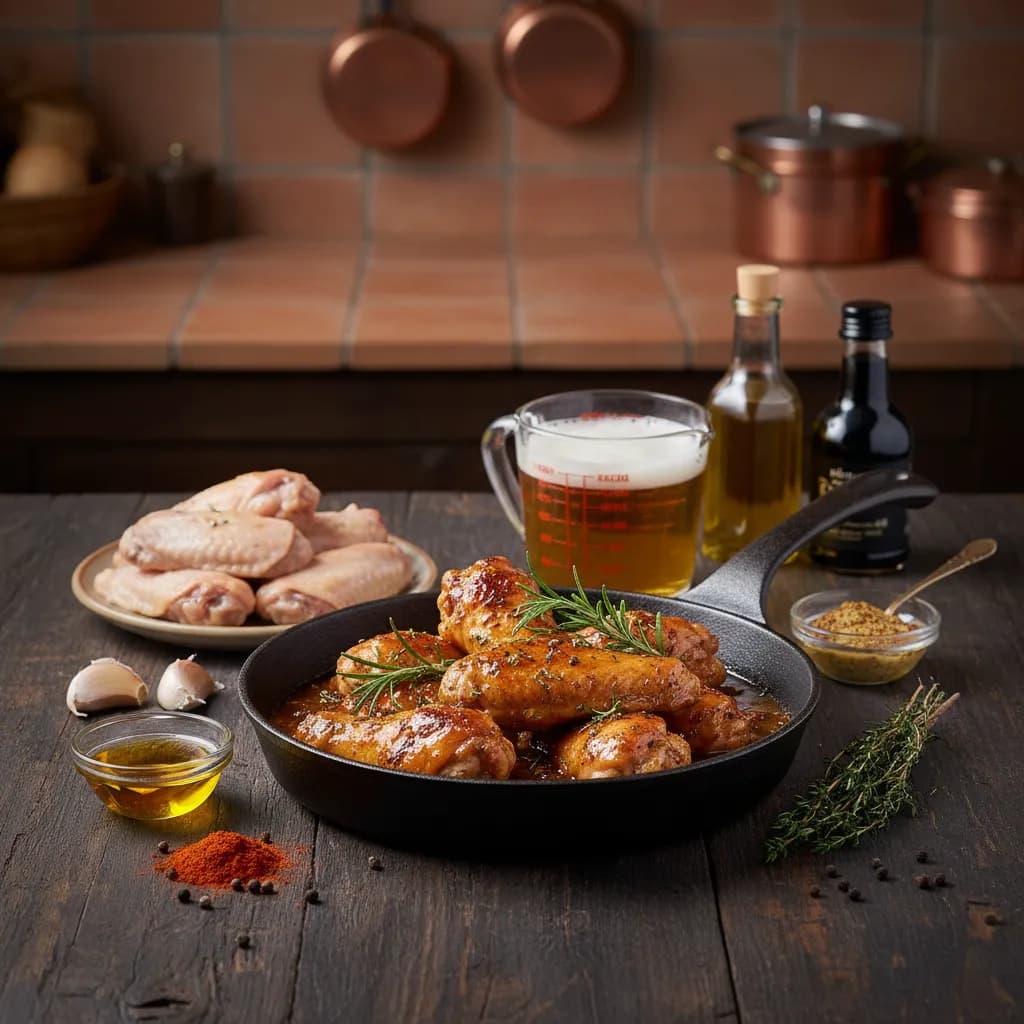 Asinhas de Frango Assadas com Molho de Cerveja